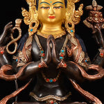 Buddha Stones Bodhisattva Chenrezig Four-armed Avalokitesvara Protection Copper Statue Decoration