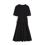 Pullover V-Neck Drawstring Short Sleeve Dress