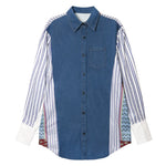 Vintage Patchwork Denim Long-sleeved Shirt