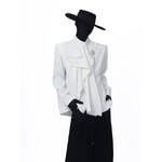 Vintage Mock-Neck Shirt with Scarf-Style Tie Detail