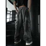 Frayed-edge Black-dyed Metallic Patchwork Jeans