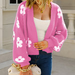 Zeagoo Women's Cute Daisy Knit Cardigan Long Sleeve Casual Flower Open Front Sweater Tops