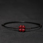 Buddha Stones Handmade Plum Blossom Four Leaf Clover PiXiu Lotus Koi Fish Cinnabar Blessing Braid Bracelet