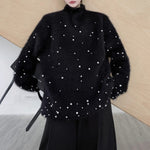 American Stand-up Collar Mink Beaded Sweater