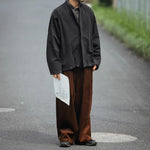 Retro Japanese Style Stand-up Collar Zip-up Jacket