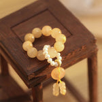 Buddha Stones Citrine Peace Buckle Prosperity Happiness Wrist Mala