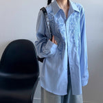 Heavy-duty Loose Casual Pattern Embroidered Shirt
