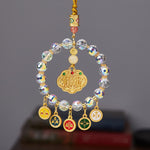 Buddha Stones Lucky Koi Fish Five God Of Wealth Prosperity Hanging Decoration