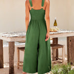 Zeagoo Women's Casual Sleeveless Hollows High Waist Bodysuit Spaghetti Strap Loose Jumpsuit Overalls