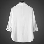 Vintage Ice Silk Loose Zen Clothes Half Sleeve T-shirt Drawstring Pants Two-Piece Set