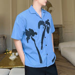 Coconut Tree Print Short Sleeve Beach Shirt