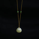 Buddha Stones Natural Hetian Jade Small Bag Pattern Prosperity String Necklace Pendant
