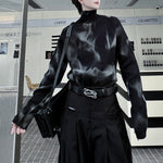 Stand Collar Spray-painted Knitted Sweater