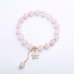 Buddha Stones Natural Pink Crystal Plum Blossom Love Bracelet