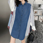 Vintage Patchwork Denim Long-sleeved Shirt