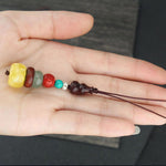 Buddha Stones Green Sandalwood Ebony Wood Gourd Seven Layer Pagoda Positive Phone Hanging Decoration