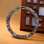 Buddha Stones Dragon Head Carved Luck Bracelet Bangle