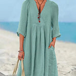 Zeagoo Women's Casual Long Sleeve Dresses Fashion Comfy Shift Dresses Stylish Midi Sundress
