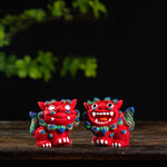 Buddha Stones Small Pair of Lion Fu Foo Dogs Ward Off Evil Protection Home Resin Decoration (Extra 30% Off | USE CODE: FS30)