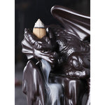 Nordic Dragon Ceramic Backflow Smoke Fountain Meditation Healing Incense Burner Led Ball Decoration