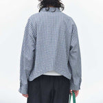 Curved Hem Checkered Textured Shirt