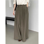 Pleated Drawstring Casual Wide-leg Pants