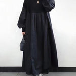 Patchwork Diamond Plaid Pleated Long Sweater