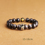 Buddha Stones 925 Sterling Silver Black Obsidian Gold Sheen Obsidian Silver Sheen Obsidian Yin Yang Protection Bracelet (Extra 35% Off | USE CODE: FS35)