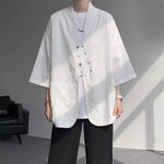 Diagonally Buttoned Loose Cardigan Shirt