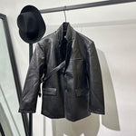 Vintage Pu Leather Suit Jacket
