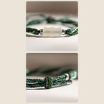 Buddha Stones White Jade Bamboo Reincarnation Knot Wealth Luck Strength String Bracelet