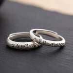 Buddha Stones 990 Sterling Silver Six True Words Om Mani Padme Hum Love Peace Ring (Extra 35% Off | USE CODE: FS35)