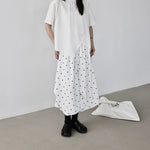 Womenâ€˜s 3D Pleated Irregular Polka Dot Midi Skirt