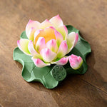 Buddha Stones Lotus Flower Leaf Pod Spiritual Healing Ceramic Stick Incense Burner Decoration