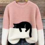Ana - Jersey Elegante con Diseño de Gato