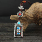 Buddha Stones Six True Words Prayer Wheel Rotation Knot Blessing Keychain Decoration