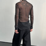 Glittery Sheer Long-Sleeved T-Shirt