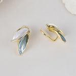 Buddha Stones Leaf Design Luck Stud Earrings