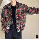 Vintage Jacquard Stand Collar Jacket