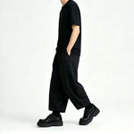 Tencel Paneled Drapey Wide-Leg Pants