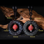 Buddha Stones FengShui Natural Rainbow Obsidian PiXiu Cinnabar Healing Necklace Pendant