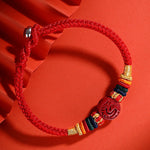 Buddha Stones Year of the Dragon 925 Sterling Silver Chinese Zodiac Cinnabar Auspicious Matches Blessing Bracelet (Extra 35% Off | USE CODE: FS35)