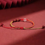Buddha Stones Natural Cinnabar Jade Peace Buckle Blessing Bracelet