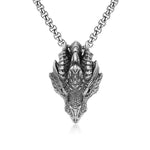 Buddha Stones Pure Tin Dragon Head Luck Protection Metal Necklace Pendant