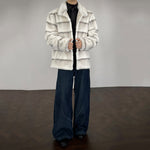 Stripe Warm Artificial Fur Cotton-padded Jacket