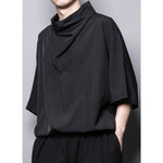 Simple Loose Pile Collar Short Sleeve T-Shirt