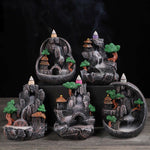 Buddha Stones Mountain Bridges Pattern Meditation Resin Backflow Incense Burner