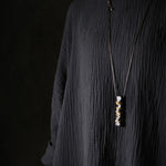 Buddha Stones Tibet Ebony Wood Brass Balance Peace Necklace Pendant