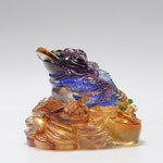 Buddha Stones Feng Shui Frog Handmade Liuli Crystal Art Piece Wealth Home Office Decoration