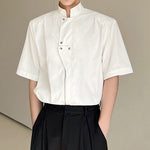Stand Collar Zip Short Sleeve Shirt